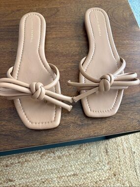 Loeffler Randall Hadley Nude Bow  Knot Slide Sandals 10M